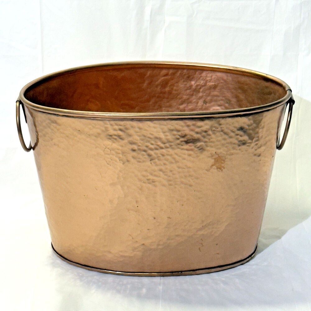 Copper Coated Stainless Steel Oval Bucket w/ Hammered Finish ~‎ Baja Collection